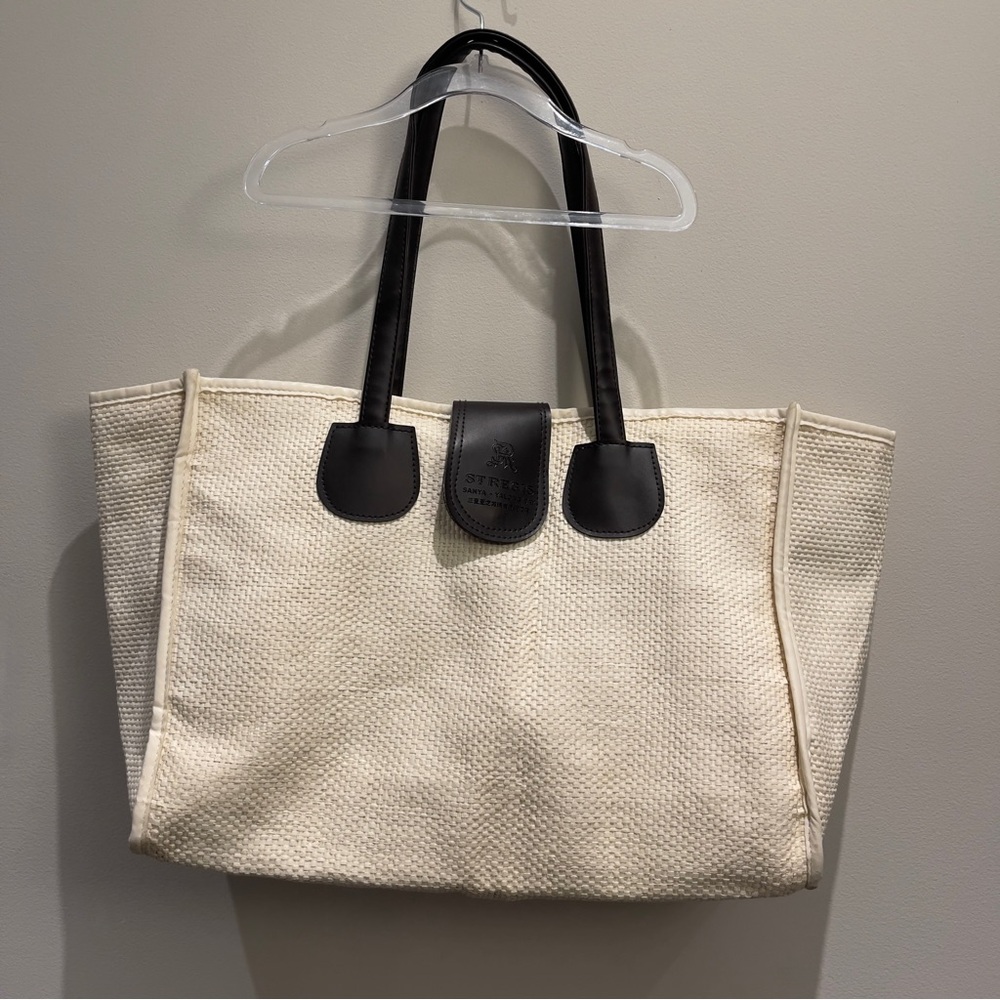 St. Regis - Sonya Yalong Cream Tote Bag With Black Handles Luxury Resort Merch